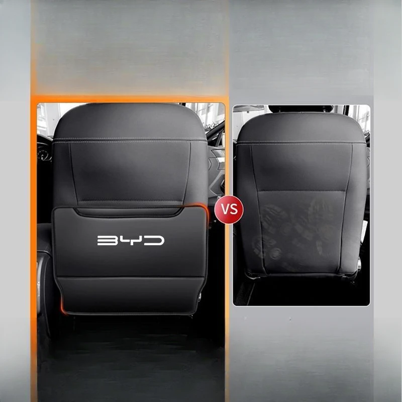 For BYD King 2025 Leather Anti-Child-Kick Pad Car Waterproof Seat Back Protector Cover Interior Accessories 2 Pieces car seat protector