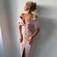 Robe longue élégante pour femme, col en V, manches courtes, boutonnage simple, couleur unie, nouvelle collection été 2026, sexy et chic 5