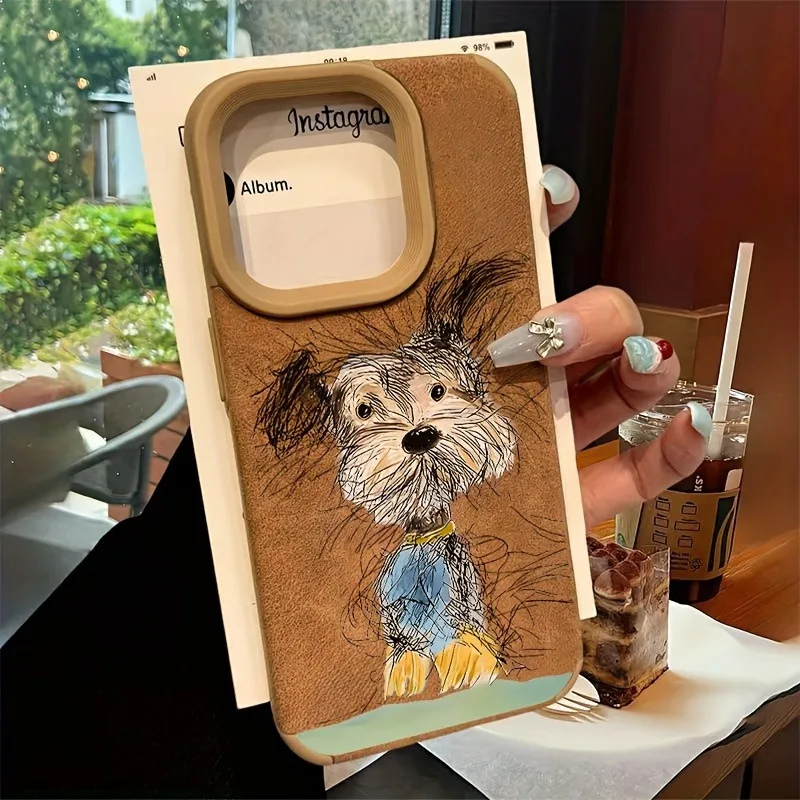 Cute Dog Cat Suede Bonded Leather Phone Case For iPhone 17 11 thumbnail 3