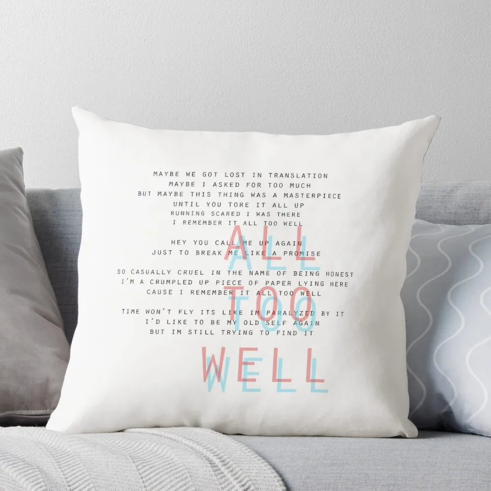 all too well Throw Pillow Sofa Covers ornamental pillows