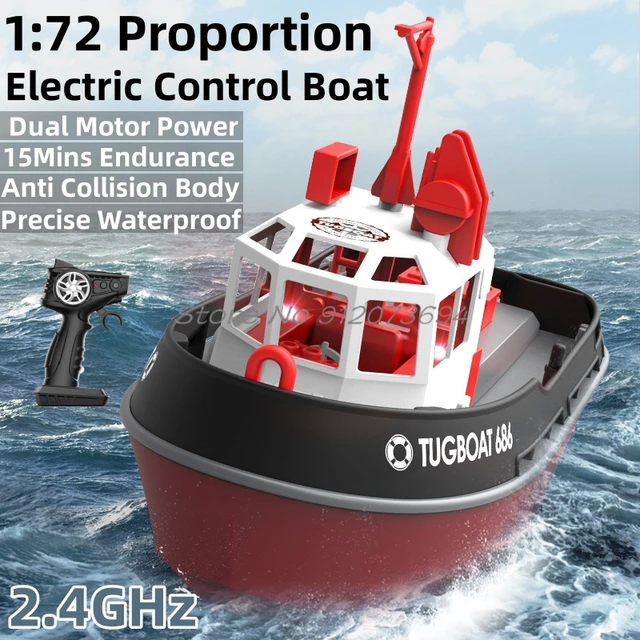 1:72 Simulation Scale Electric Control Boat 2.4G 15Min Dual Motor Power  Seal Waterproof Anti Collision Fuselage RC Boat Tugboat - AliExpress