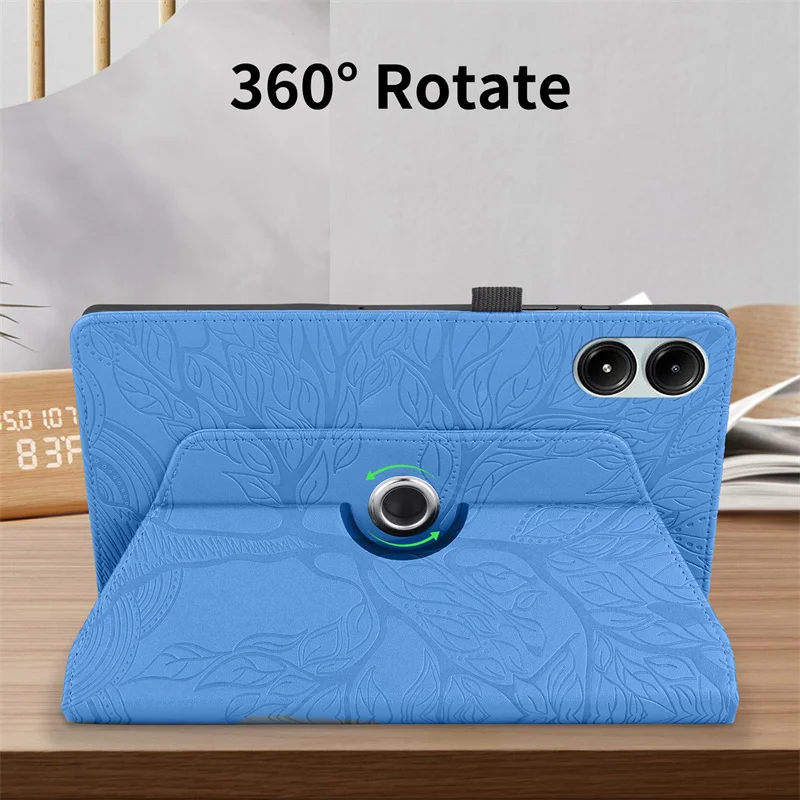 Embossed Tree Wallet Flip Folio with 360-Degree Rotating Capability