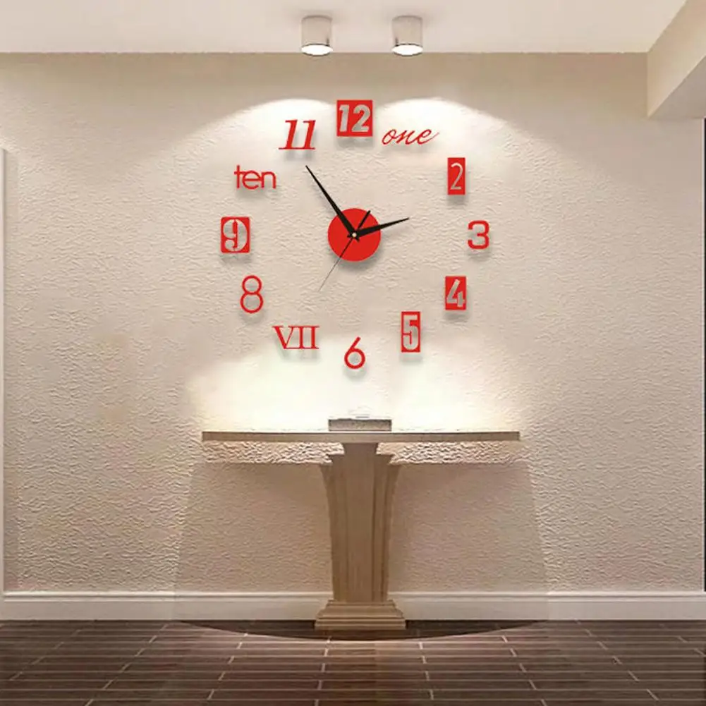 Description Picture 5 of itemModern Design Large Wall Clock 3D DIY Quartz Clocks Decor Mirror Acrylic Home Watches Horloge Living Room Stickers Fashion Z9M5