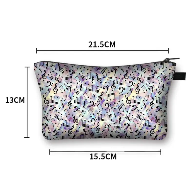 Musical Instrument Print Cosmetic Case Guitar Violin/Violoncello Makeup Storage Pouch Music Notes Beauty Bag Wash Napkin Bag 2