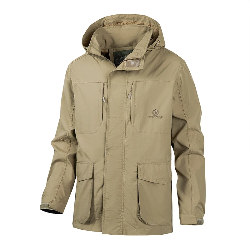 Veste de randonnée imperméable pour homme, grande taille, coupe-vent, camping, chasse, course à pied, trekking, pêche, manteau d'extérieur pour homme, 2024