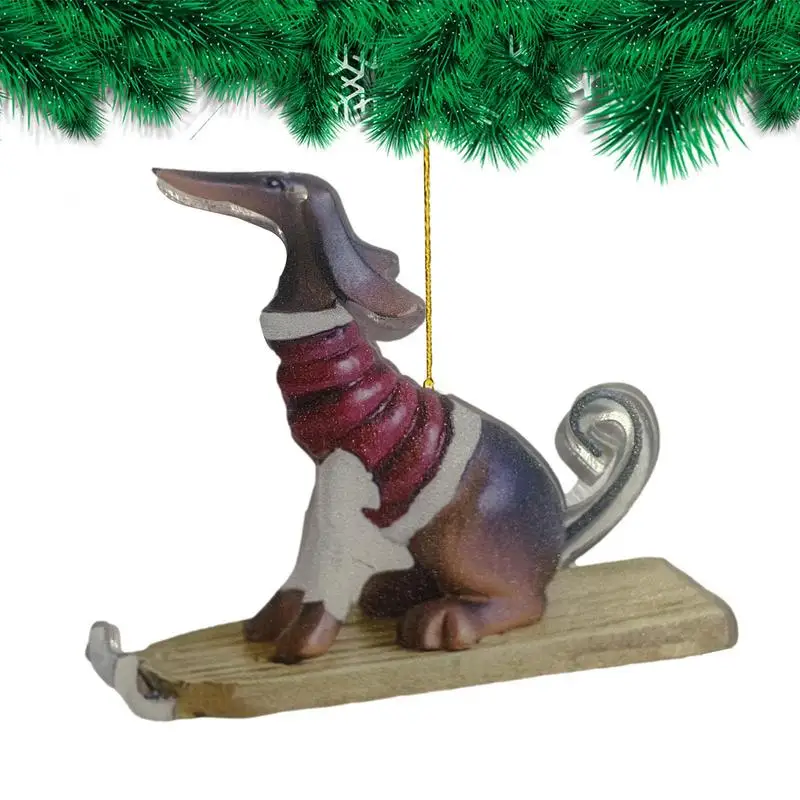 

Hanging Christmas Tree Ornament Flat Dachshund Christmas Pendant Craft Fun Embellishments Car Pendant Decor Christmas Ornaments