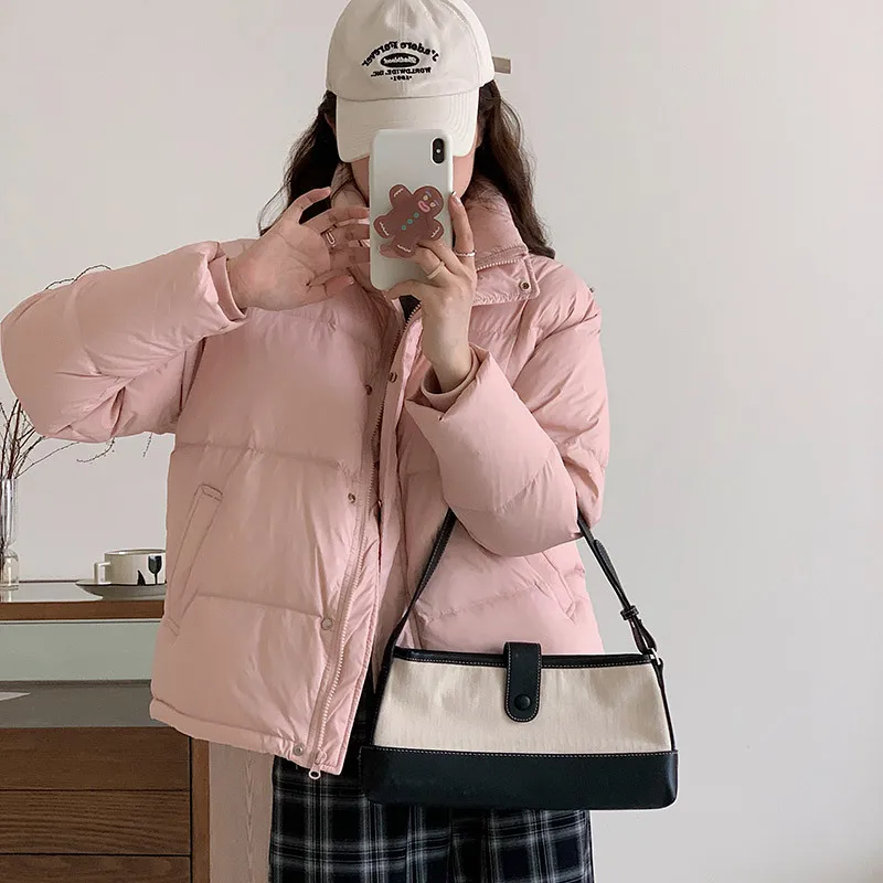 

Pink Down Jacket 2023 New Thickened Winter Loose Fitting Fashion Bread Jacket Korean Fashion Jacket