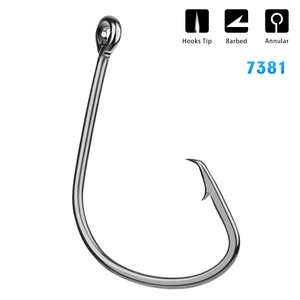 Lot 100pcs PROBEROS High carbon steel Fishing Hooks Black Color Octopus/Circle Sport Circle Barbed Fish Hook Jig Big 1#-5/0#