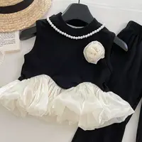Ensemble de vêtements d'été pour bébés filles, t-shirt + pantalon à volants à fleurs 3D, vêtements de princesse d'anniversaire à la mode pour enfants, 2025 5