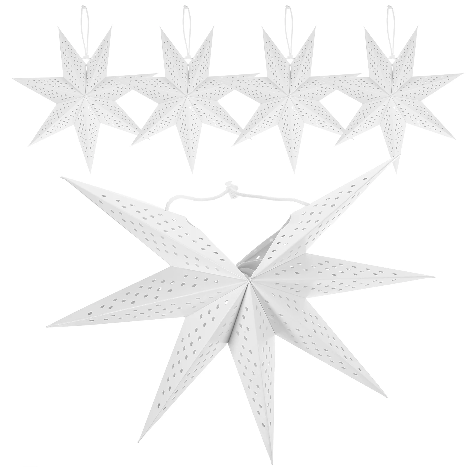 

5 Pcs Paper Lampshade Screen Flashlight Hanging Christmas Xmas Day Decoration Star Pentagram