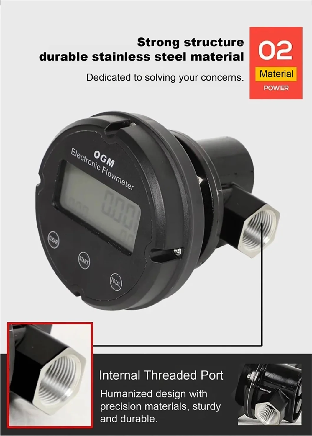 OGM Digital Oval Gear Flow Meter 1inch High Precision Electronic Fuel Diesel Pet