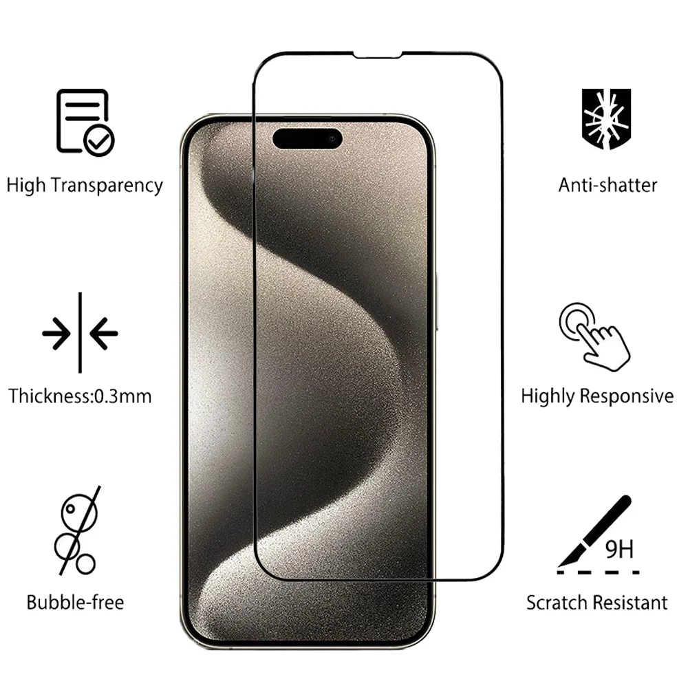 Pelicula,Front Tempered Glass For iPhone 15 Pro Max Screen