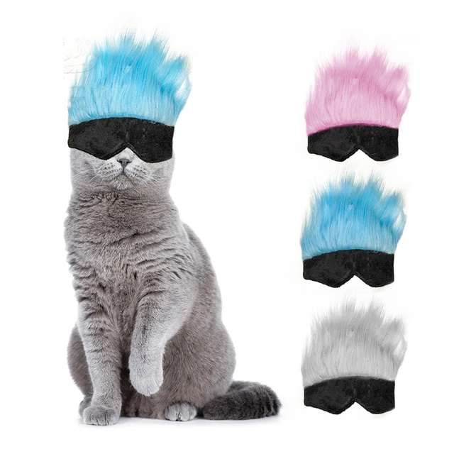 Pet cat bangs straight hair wig braids Pet dog big wave wig headdress holiday cosplay costume accessories 2