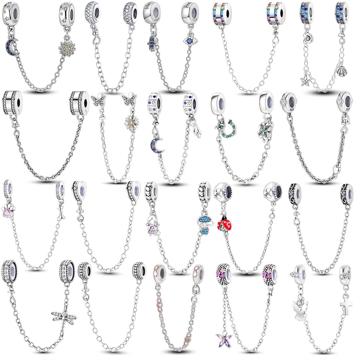 SparklingClearSilverSafetyChain925SterlingSilverSafetyChain