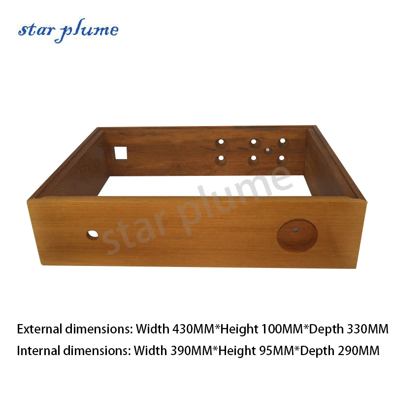 (430*100*330mm) Golden Teak Wood Frame Aluminum Amplifier Case JP200 Preamplifier Vacuum Tube Amplifier Chassis Shell DIY Box