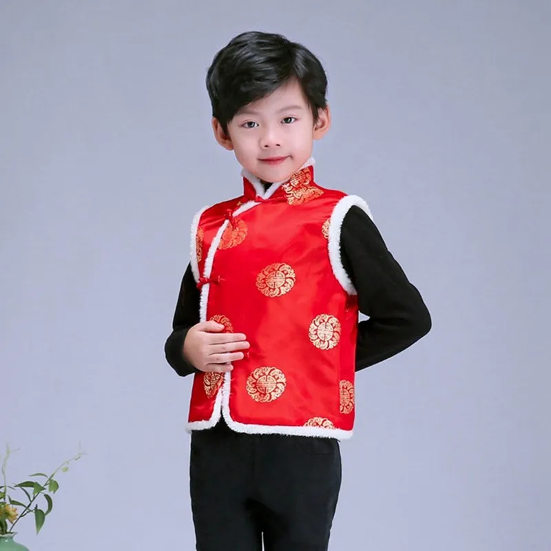 Kids Chinese Clothes Chinese Traditional Clothes For Children New Year Vest Girl Tang Dragon Phoenix Cheongsam Top Kids Qipao Hanfu Blouse Boy