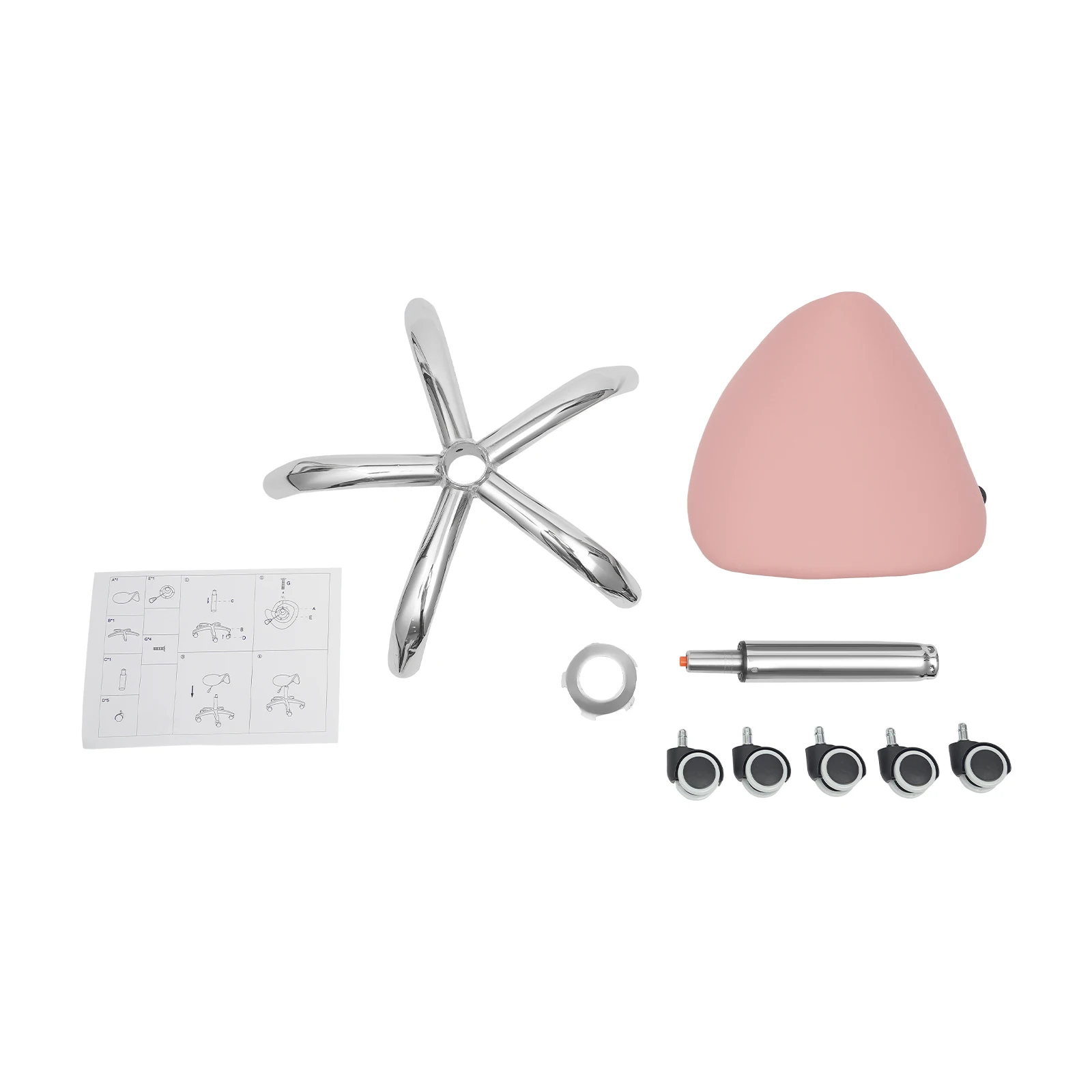 Höhenverstellbarer rollender Salonhocker, Sattelhocker mit Rollen, 130 kg belastbar, für Friseursalons, Schönheitssalons, Werkstätten usw. – Detail 18