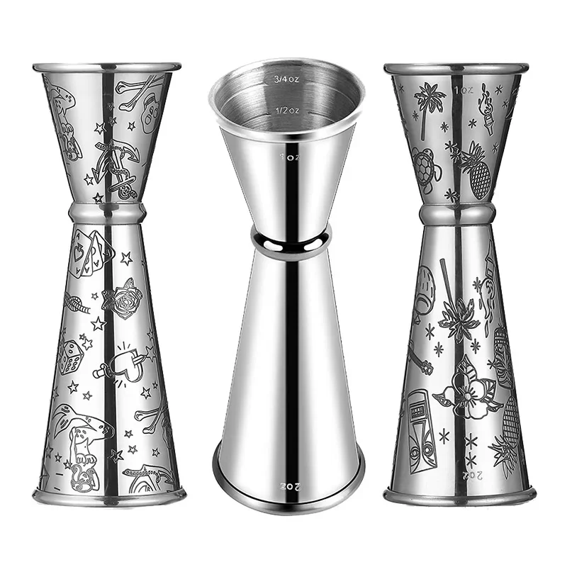 Double Jigger for Bartending, Cocktail Jigger 2 oz 1 oz Cocktail Measuring Cup Japanese Shot Measure Jiggers