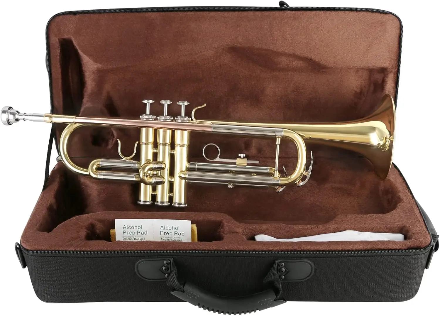 Bb Trumpet Standard Trumpet Set with Carrying Case,Gloves, 7C Mouthpiece, Cleaning Kit, Tuning Rod (Phosphor Copper/Cup