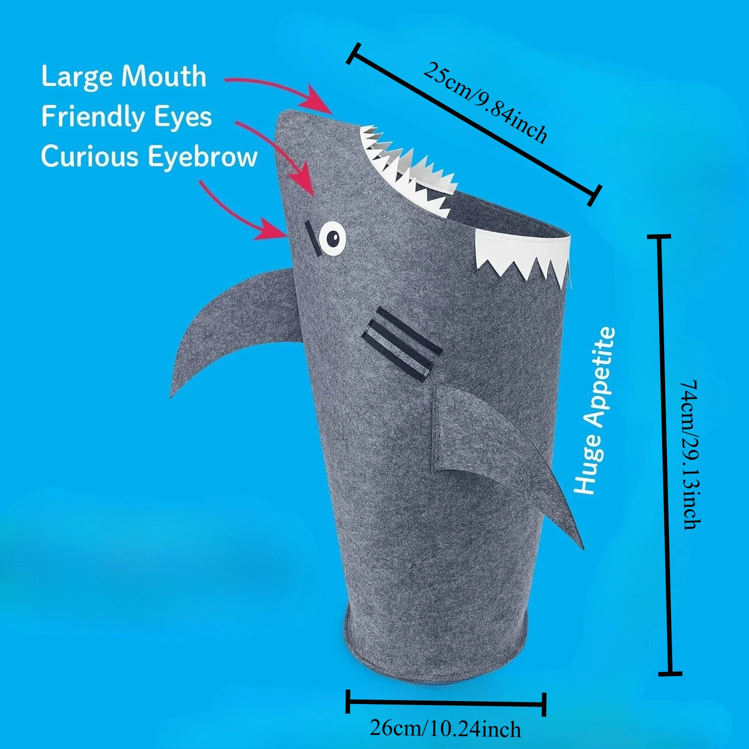 Shark Hamper, Unique Design, Large Durable, Ideal Storage, Laundry Hamper and Organizer help tidy up, for Clothes, Bedroom
