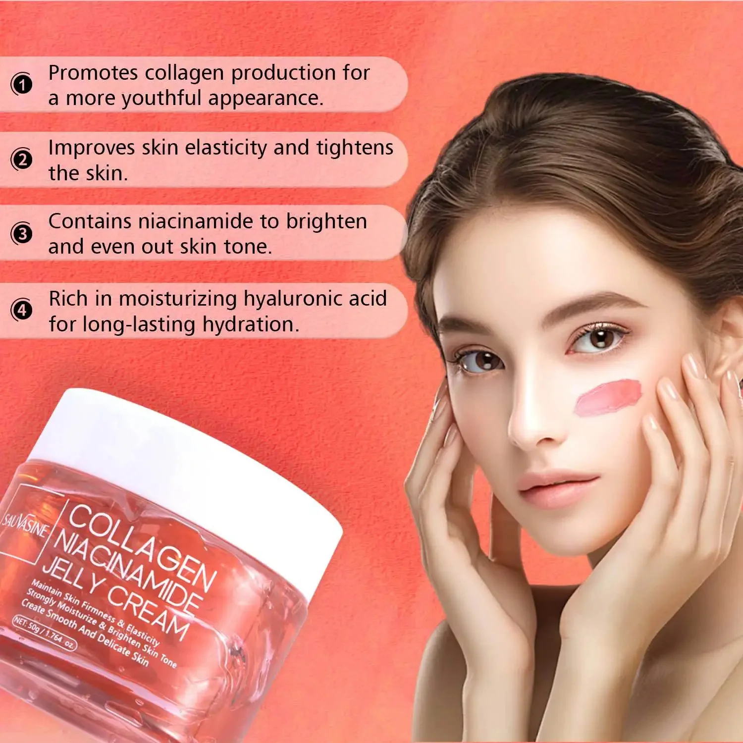 Collagen Niacinamide Jelly Cream - Deep Moisturizing  Brightening Face Gel
