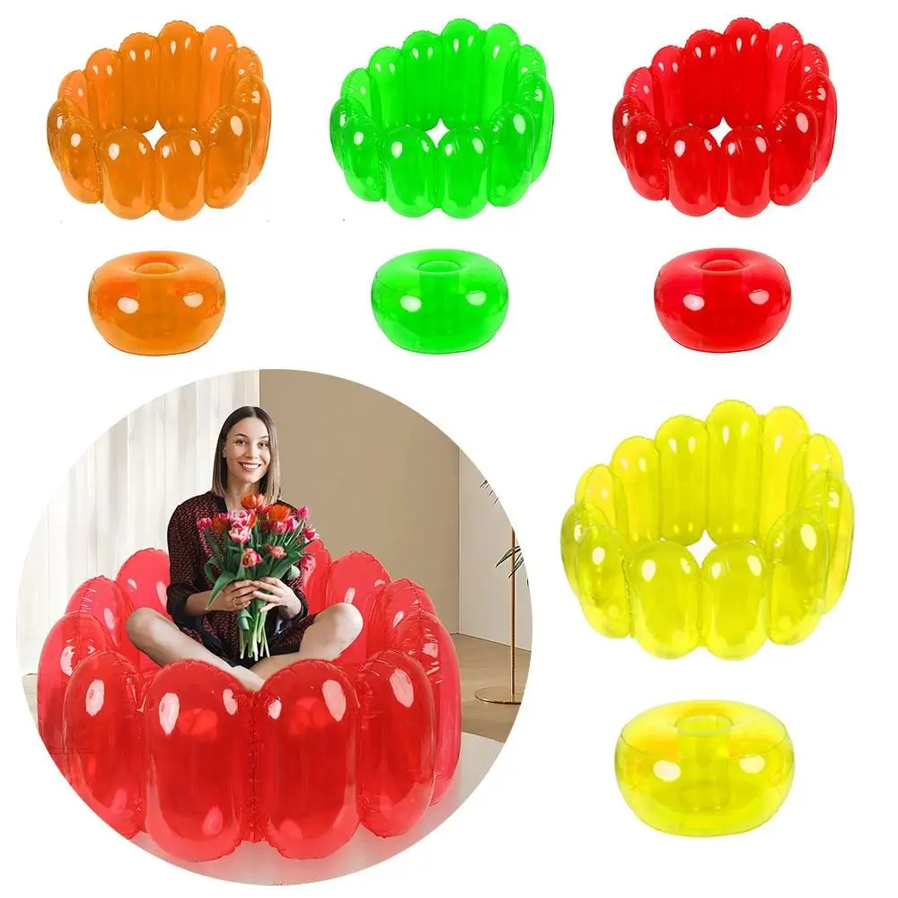 Portable Mattress Seat Inflatable Sofa Lazy Sack Hangout PVC Inflatable Seat Cushion Colorful Garden Sofas for Lawn
