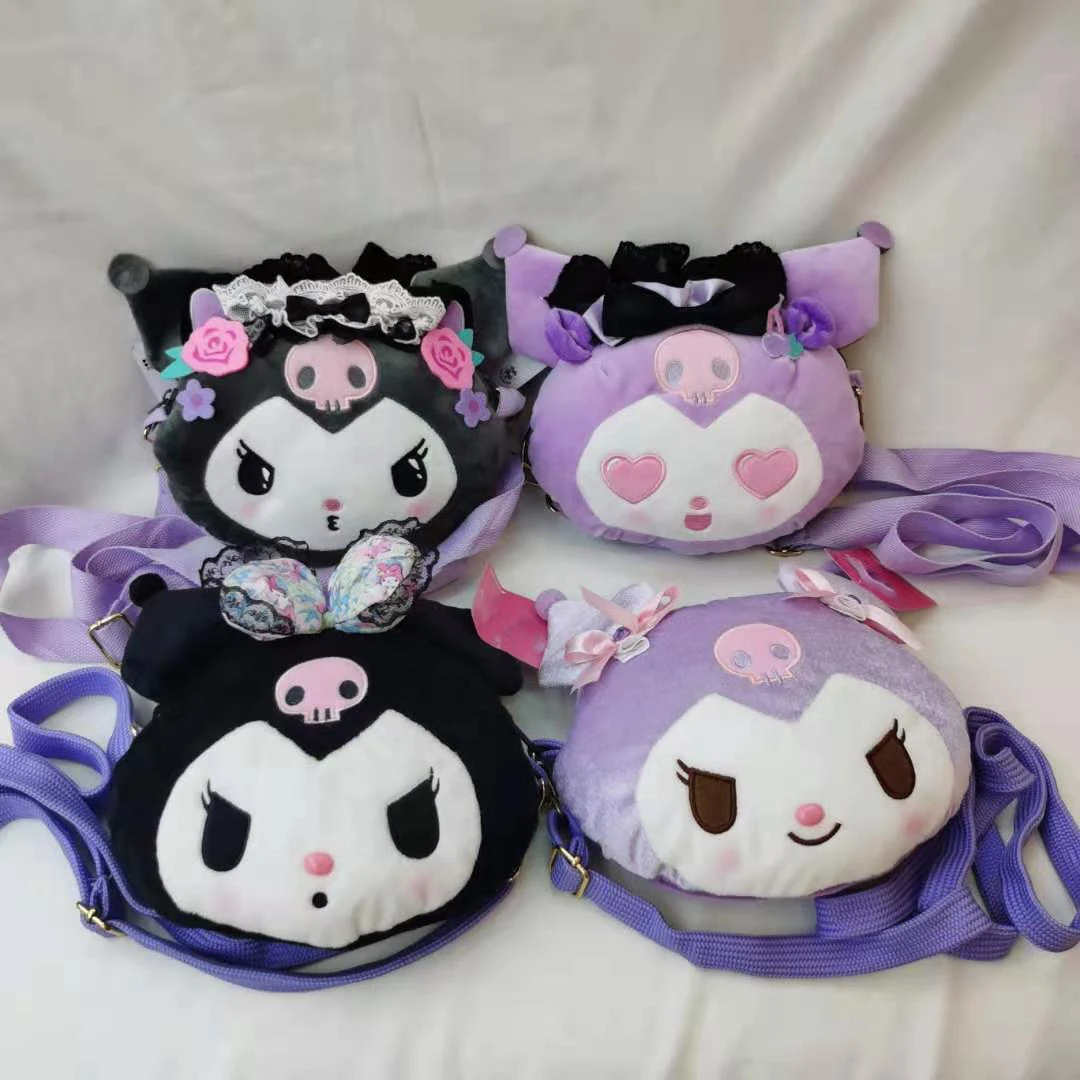 

Kawaii Sanrios Kuromi Cartoon Plush Doll Messenger Bag Cute Lolita Double-sided printing Crossbody Girlfriend Birthday Gift