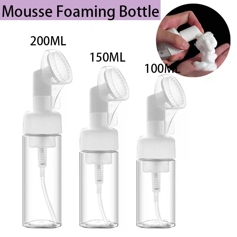 Foaming Pump Bottle with Silicone Brush Head for Face Cleansing (Available in 100ml, 150ml, 200ml)