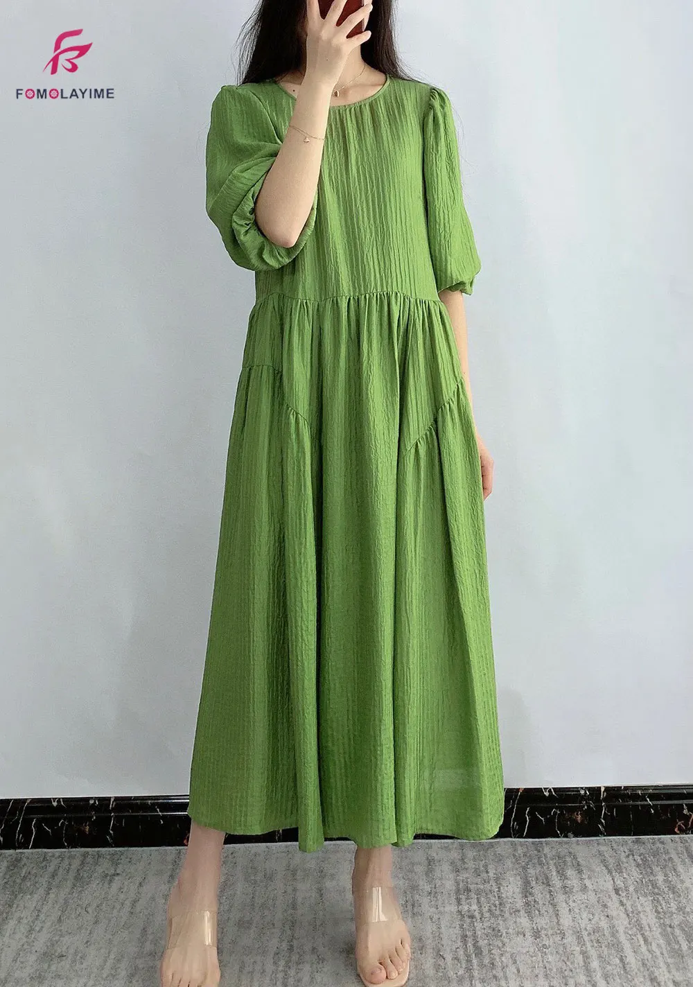 

2022 High Quality Women Dresses Summer Long Double Pressed Silk Dress