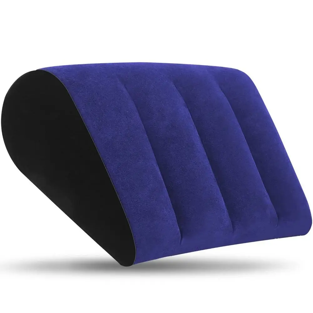 PVC Flocking Silicone Pillow Blue+Black Inflatable Inflatable Sex Pillow Triangle Cylinder Wedge Soft Relax Cushion 4