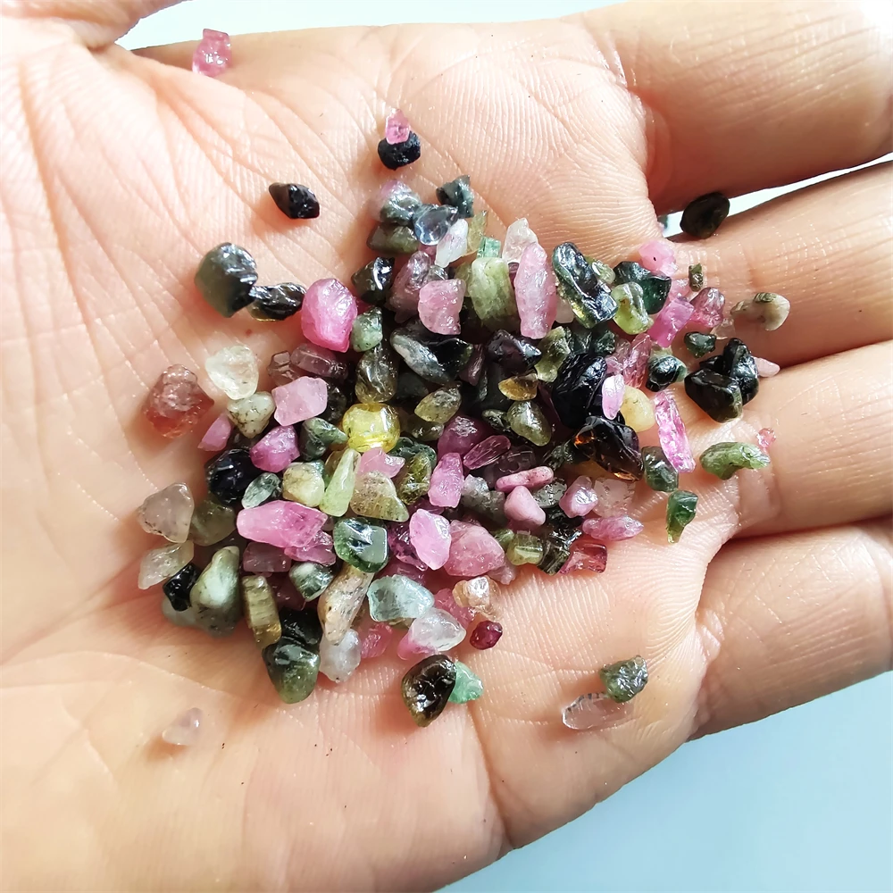 

100g Natural Colored Tourmaline Crystal Stone Manicure Fish Tank Bonsai Stone Garden Decoration Specimen of Mineral