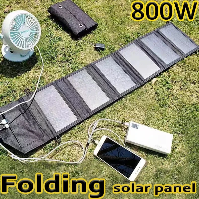 Pannello solare pieghevole da 800W 5V caricabatterie portatile a 6 pieghe per pannelli solari USB DC alimentatore mobile per pannello solare a tempo pieno