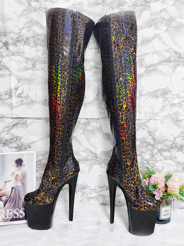 Stivali Plateau Coscia Alta 20cm – Tacco Stiletto, Personalizzabili UK3-10 (Nero)
