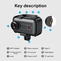 2K Ultra HD Wireless Sports Camera WiFi App Rechargeable Dog Cat Pet Cam Collar Action Small Cam Video Records for Outdoor 2