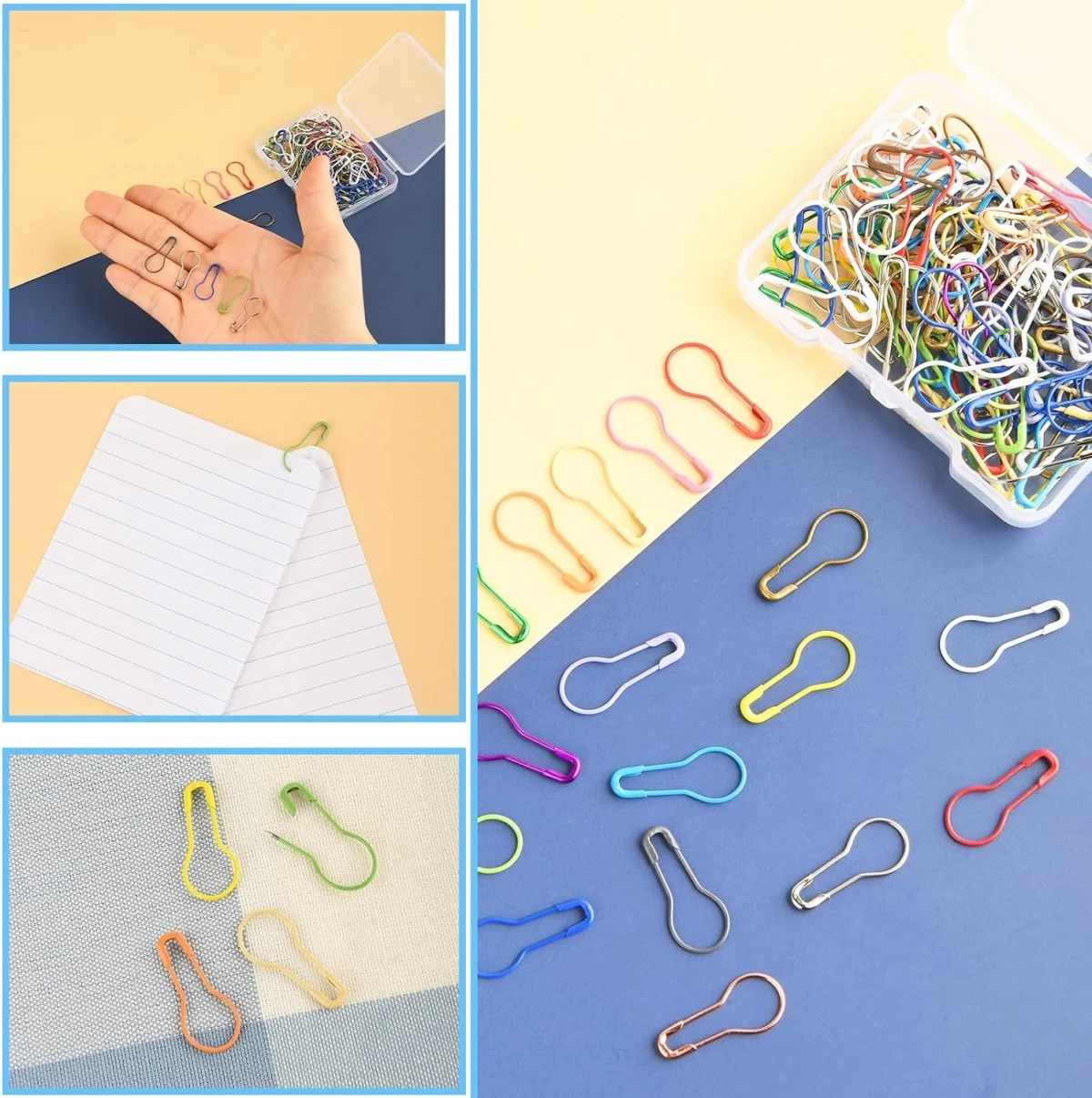 100Pcs 철 금속 안전 핀 조롱박 모양 뜨개질 스티치 마커 태그 행택 핀 DIY 공예 래치 바느질 도구 크로 셰 뜨개질 액세서리