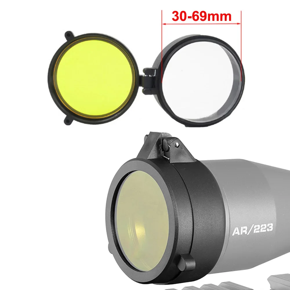 Rifle scope lens cover Rifle scope protector Hunting Scope Lens Cover Quick Flip Opened Matte Lens Protective Cover for 30 69mm Caliber Binoculars and Sight Protector