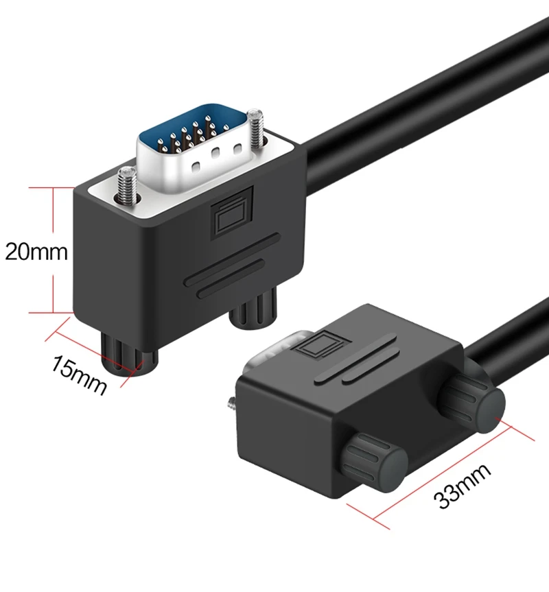Double 90 Degree Right Left Angle Elbow VGA Male 15pin 1080P Cable 3m For TV Monitor Computer Projector PC Cable VGA Adapter