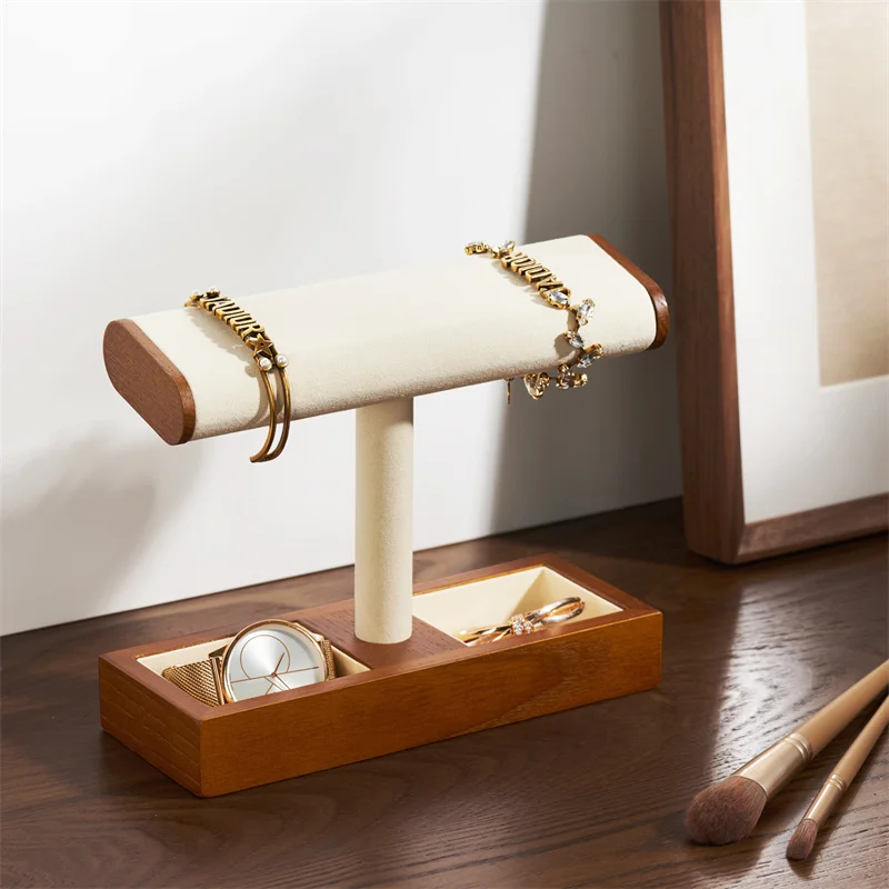 MISHITU Solid Wood Watch Display Stand T-bar Watch Jewelry Storage Rack Stand for Men Women Jewelry Accessory Organizer Holder