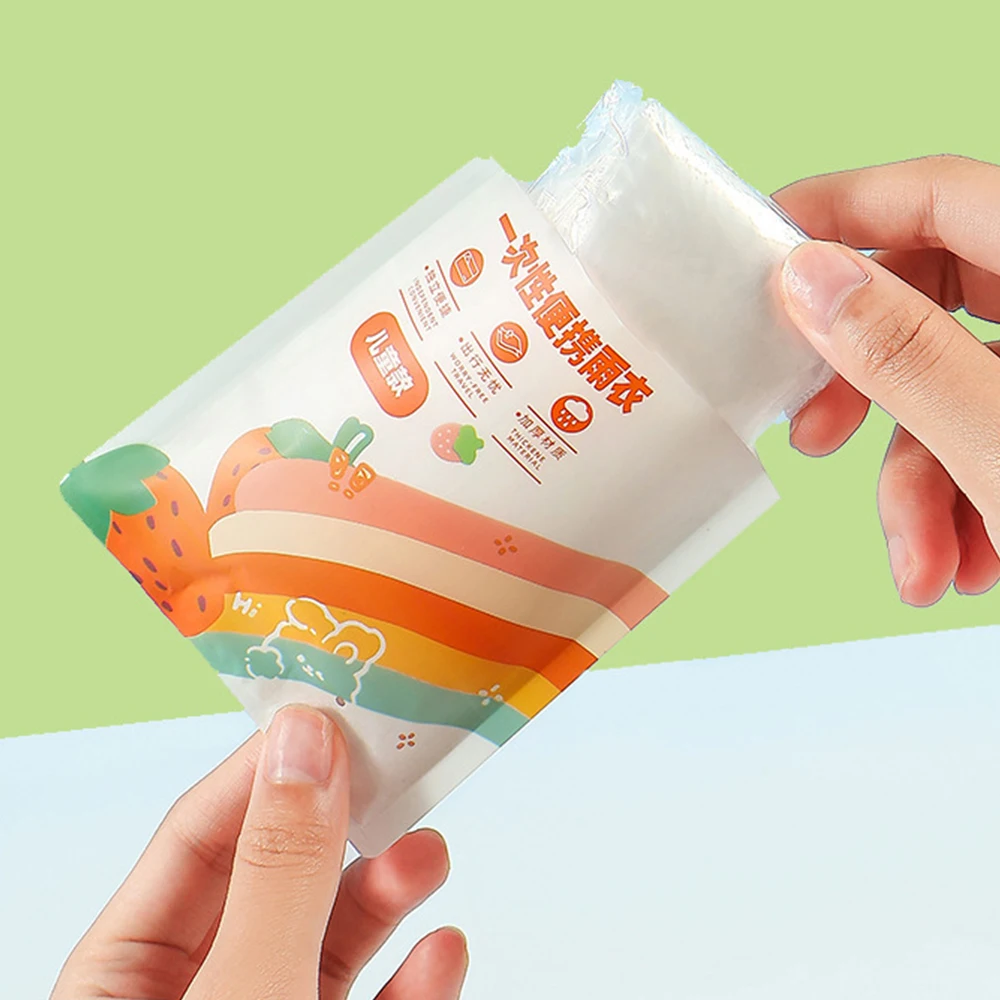 Convenient Card Packaging Kids Raincoat Vacuum Compression Rain Coat Waterproof Thickened One-Piece Raincoat Reusable Poncho