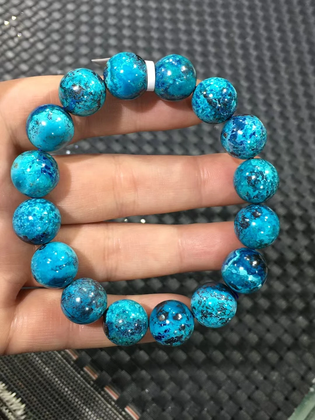 

Natural Blue Malachite Azurite Beads Bracelet 13mm Round Beads Malachite Woman Men Azurite Bracelet AAAAAA