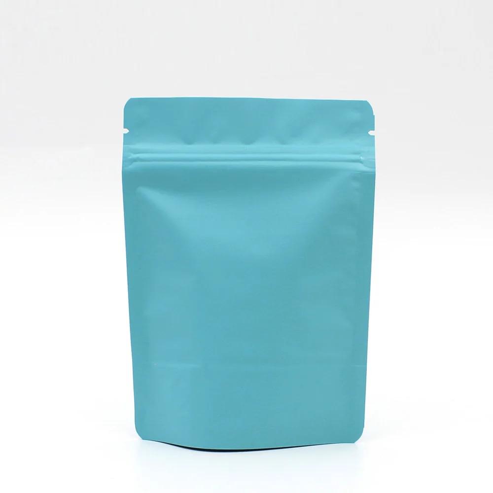 Various Sizes 50pcs Matte Green/ Blue/ Gold/ White/ Black Aluminum Foil Plastic Ziplock Packaging Bags Stand Up Zip Lock Pouches 6