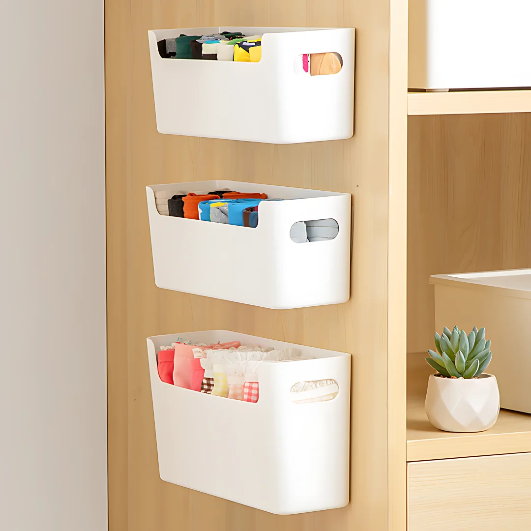 Set di 2 scatole portaoggetti adesive da parete – Organizzatore per ante di armadi, bagno, frigorifero, piccoli oggetti | Leroy Merlin