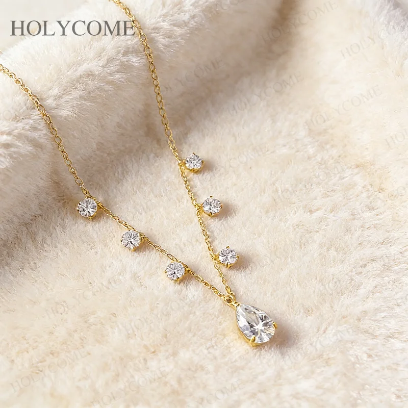 Maßgefertigter Anhänger Moissanit Birnenform 925 Sterling Silber Insgesamt 5-6CT D-Farbe Höchste Qualität Für Mädchen Hochzeit Geburtstag Schmuck Geschenke – Detail 4