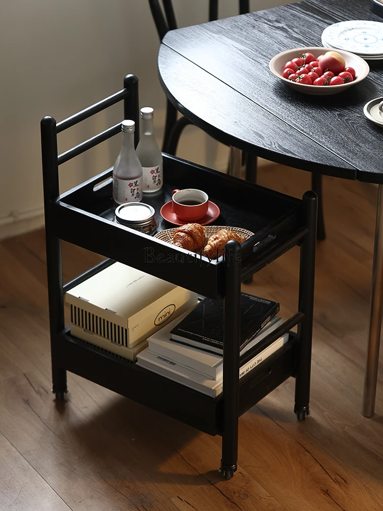 

Тележка из массива дерева, съемный диван, боковой столик, гостиная, чайный столик, многофункциональный шкафчик для чайного столика