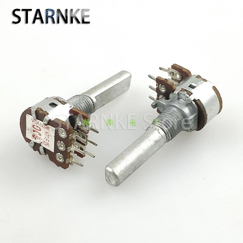 2PCS R1210G 12 Type 6-Pin Dual B100K Computer Speaker Amplifier Audio Treble And Bass Volume Potentiometer D Shaft Length 26mm