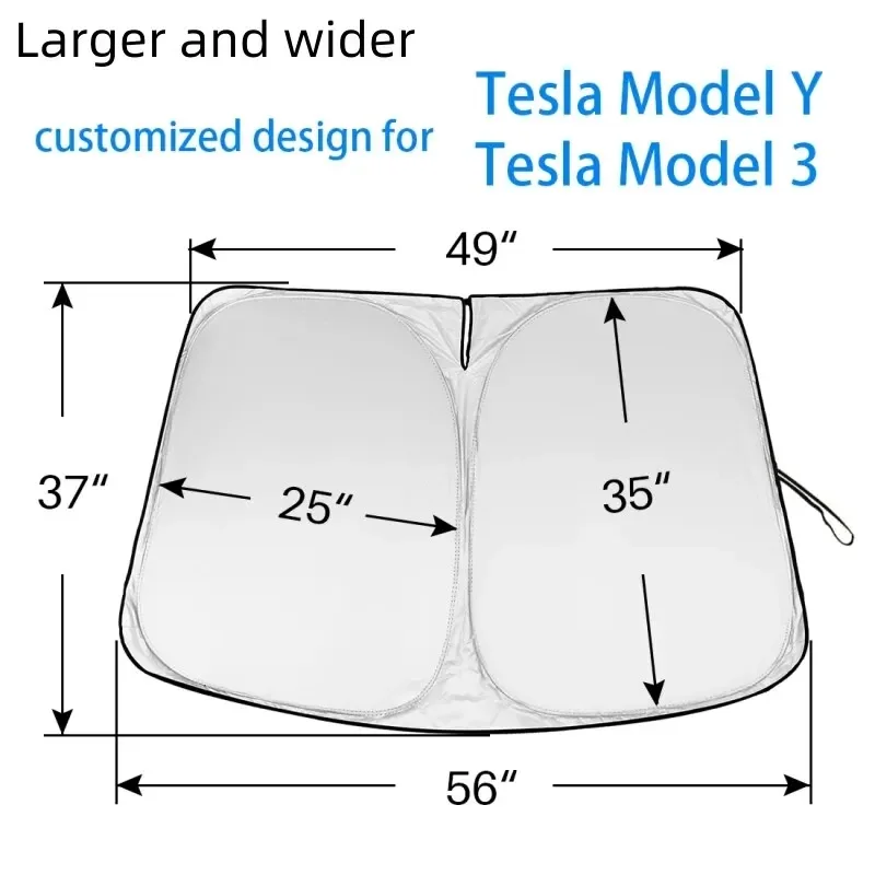 Car Windshield Sun Shade Covers Visors Front Window Sunscreen Protector For Tesla Model 3 Y Sunshade Accessories