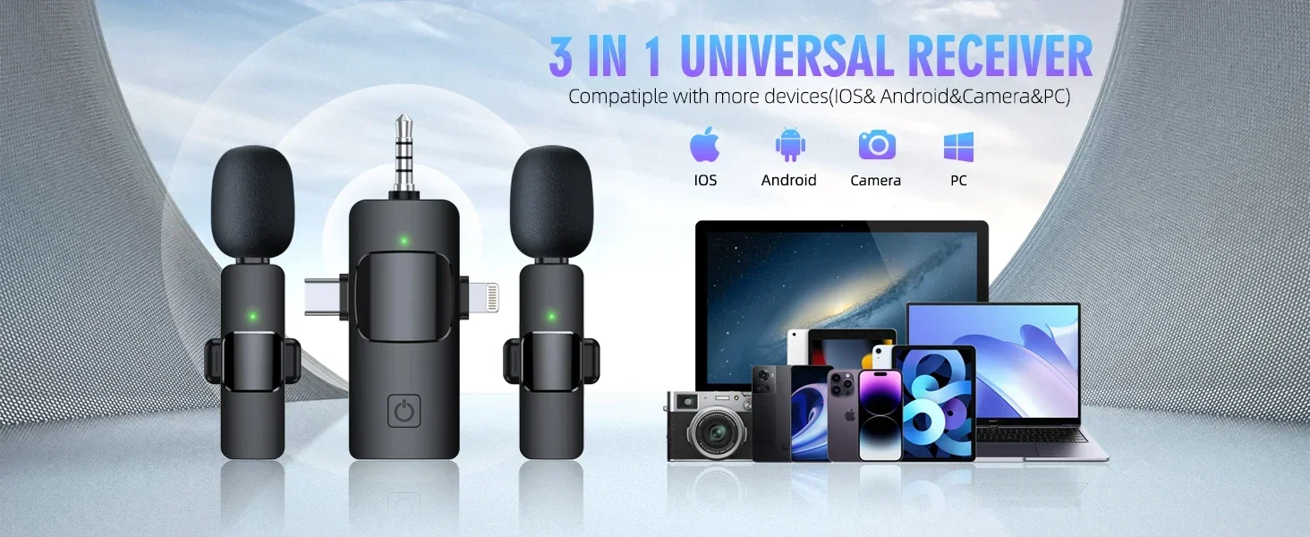 3 in 1 Wireless Lavalier Microphones