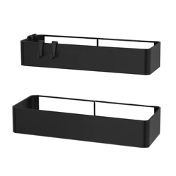 Deluxe Drill - Free Adhesive Shower Caddy Set - Two - Pack Bathroom Organizer Shelves (Black 2pcs)