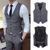 Fashion Single Breasted Suit Vests for Men Grey Black High-end Male Waistcoat Slim Fit Formal Business Casual Vest Plus Size 7XL 1