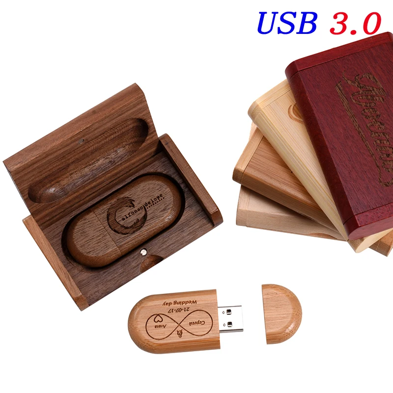 Wooden Gift Box USB 3.0 Flash Drive 64G 5PCS